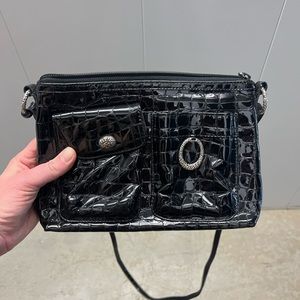 Vintage Brighton Black Crocodile Leather Crossbody Bag